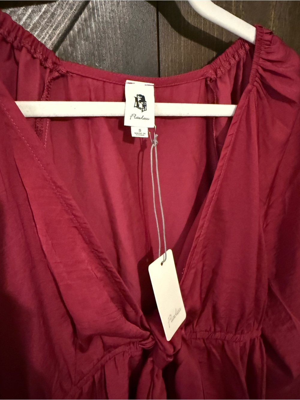 LAWLESS Raspberry Tie-Front Peasant Blouse - Picture 4 of 7